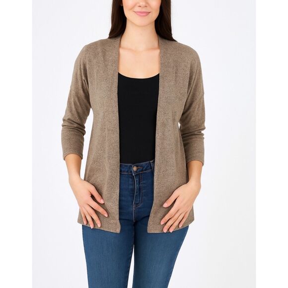 Caution To The Wind Anthropologie Tan/Taupe Heathered Open Front Cardigan Size S - Picture 1 of 8